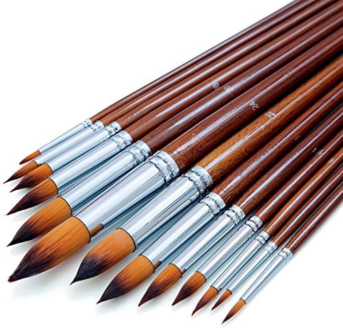 LOKIPA Watercolor Paint Brushes Set 13pcs - Round Pointed Tip Nylon Hair Detail Paint Brush for Watercolor Acrylics Ink Gouache Oil Tempera Paint by Numbers LOKIPA Watercolor Paint Brushes Set 13pcs - Round Pointed Tip Nylon Hair Detail Paint Brush for Watercolor Acrylics Ink Gouache Oil Tempera Paint by Numbers