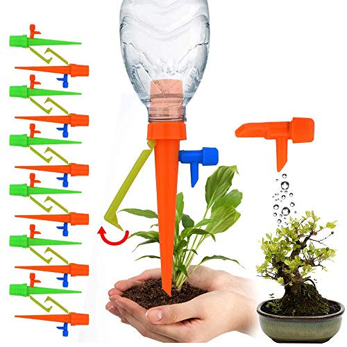 KINDPMA Plant Self Wateing Spikes System Plant Watering Devices with Slow Release Control Valve Switch Universal Self Irrigation Watering Drip Devices Suitable for Indoor Outdoor Plants KINDPMA Plant Self Wateing Spikes System Plant Watering Devices with Slow Release Control Valve Switch Universal Self Irrigation Watering Drip Devices Suitable for Indoor Outdoor Plants