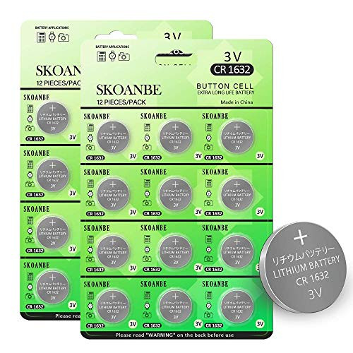 SKOANBE 24Packs 3V 1632 Lithium Button Coin Cell CR1632 Battery