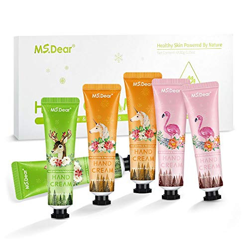 MS-DEAR Hand Cream Set 6pcs Hand Cream Gift Set for Dry Cracked Hands  Moisturizing  Natural Orange  Lemon  Strawberry Extract