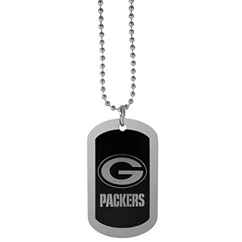 NFL Siskiyou Sports Fan Shop Green Bay Packers Chrome Tag Necklace 26 inch Black