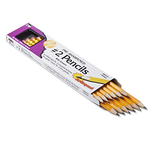 Pencil -  2 Lead  Pre-Sharpened  Yellow with Eraser  12 Per Box