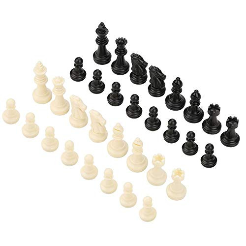 Garosa 32pcs Standard Chess Pieces Plastic Chess Board Game Replacement Accessories for Entertainment or Tournament Black White Chessmen  No Board