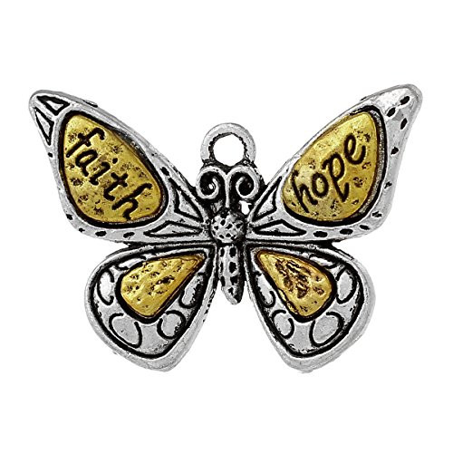 Butterfly Charm Pendants Faith   Hope Inspirational Message  10 Pieces