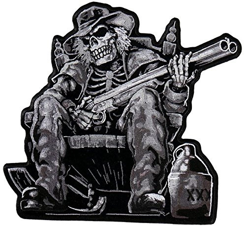 Hot Leathers  MOONSHINE SKELETON  High Thread Embroidered Iron-On - Saw-On Rayon PATCH - 4  x 4   Exceptional Quality