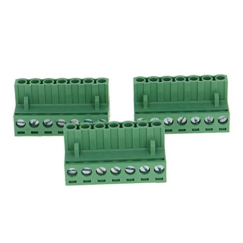 Fielect PCB Terminal Block 3Pcs 300V 15A 5-08mm Pitch 7P Flat Angle Needle Seat Insert-in PCB Terminal Block Connector Green