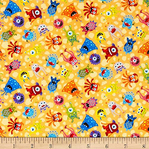 Fabri-Quilt Paintbrush Studios Launch Party Monsters Quilt Fabric  Orange  Quilt Fabric By The Yard