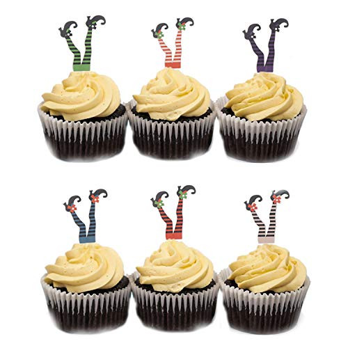 LOCOLO 48 Pieces Witch Cupcake Toppers Witch Leg Cupcakes Topper Witch Feet Halloween Cake Topper Witch Picks Halloween Party Decoration LOCOLO 48 Pieces Witch Cupcake Toppers Witch Leg Cupcakes Topper Witch Feet Halloween Cake Topper Witch Picks Halloween Party Decoration