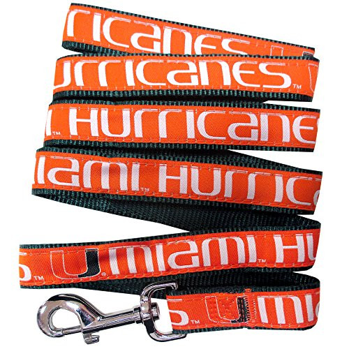Pets First Collegiate Pet Accessories  Dog Leash  Miami Hurricanes  Medium