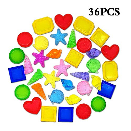 WJBB Sinking Dive Gems Colorful Acrylic Gemstones Acrylic Shells Pool Toy Set Sinking Diving Gems Underwater Swimming Toy for Summer Pool Party Favors 36 Pieces