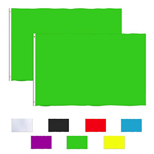 Consummate Solid Green Flag 3x5 Foot Plain Green Flags Banner Polyester with Brass Grommets 2 Pack