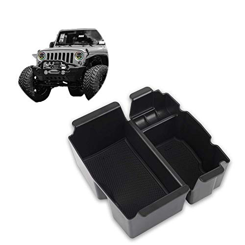 Richeer Black Center Console Organizer Compatible with 2018-2019 Wrangler JL-JLU 2020 Gladiator JT Truck Organizer Tray Armrest Box Secondary Storage