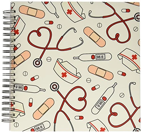 3dRose db_128491_2 Nurse Love Cute Cartoon Rn Supplies Print White Memory Book, 12 by 12-Inch