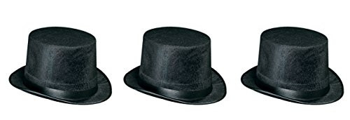 Beistle S60742-BKAZ3 Vel-Felt Top Hats 3 Piece One Size Black