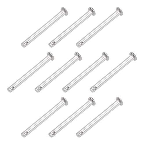 uxcell Single Hole Clevis Pins - 4mm X 40mm Flat Head 304 Stainless Steel Link Hinge Pin 10Pcs