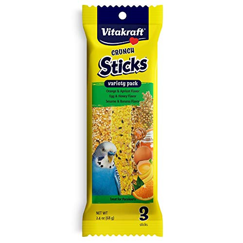 Vitakraft Parakeet Treat Sticks Variety 3 Pack Orange  Egg   Honey  Sesame   Banana  2-4 Ounce