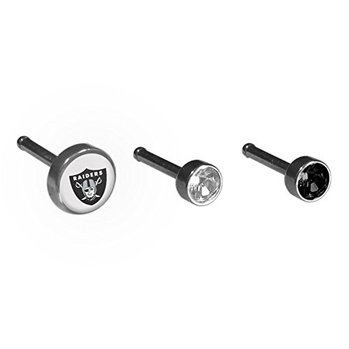 NFL Oakland Raiders Nose Bone Stud Set of 3 Steel NFL Oakland Raiders Nose Bone Stud Set of 3 Steel