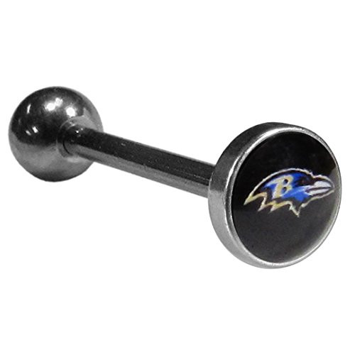 NFL Siskiyou Sports Fan Shop Baltimore Ravens Inlaid Barbell Tongue Ring 14 Gauge Team Color
