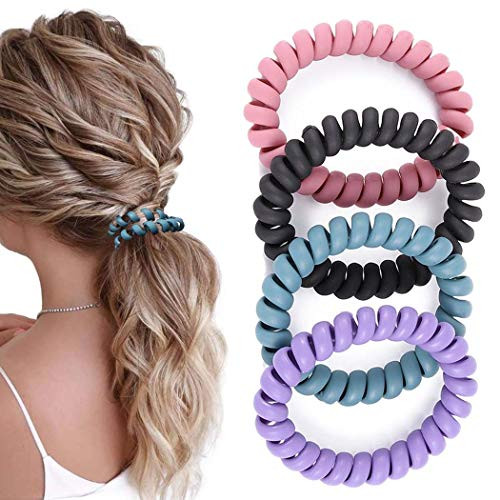 Aularso Spiral Hair Ties Telephone Cord Coil Hair Ties Elastic Hair Bands Matte Ponytail Holder Hair Accessories for Women and Girls8pcs