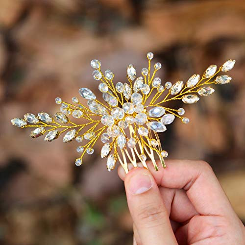 Casdre Bride Wedding Hair Comb Gold Rhinestone Bridal Side Comb Crystal Wedding Hair Piece Hair Accessories for Women and Girls Casdre Bride Wedding Hair Comb Gold Rhinestone Bridal Side Comb Crystal Wedding Hair Piece Hair Accessories for Women and Girls