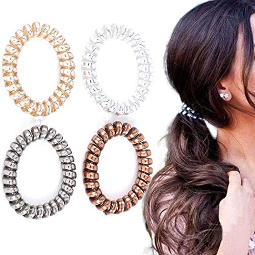 Aularso Spiral Hair Ties Telephone Cord Coil Hair Ties Elastic Hair Bands Ponytail Holder Hair Accessories for Women and Girls8PCS
