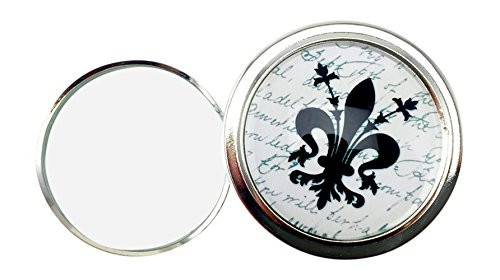 Value Arts Black White Fleur de Lis Folding Magnifying Glass Paperweight, 2.5 Inches Diameter.