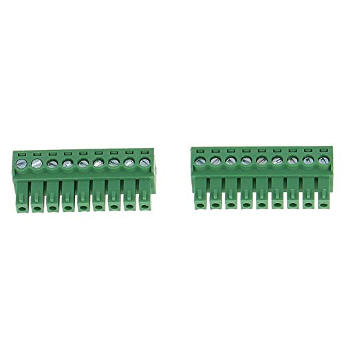 Fielect PCB Terminal Block 2Pcs 300V 8A 3-81mm Pitch 9P Flat Angle Needle Seat Insert-in PCB Terminal Block Connector Green