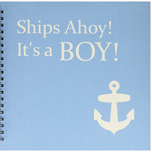 3dRose db_151388_2 Ships Ahoy Its a Boy for Baby Showers Light Powder Blue with White Anchor Sailor Nautical Theme Memory Book, 12 by 12-Inch