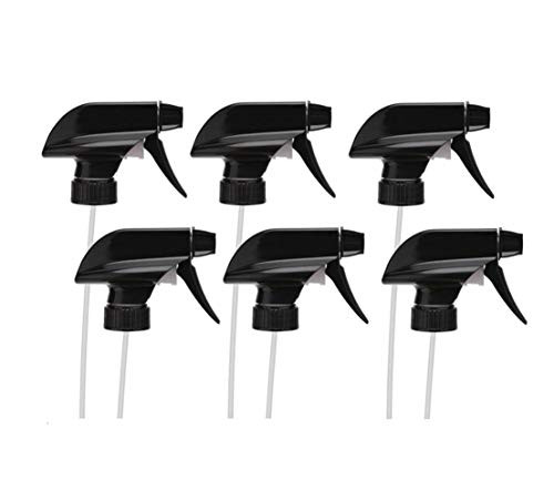 6PCS Black Plastic Trigger Spray Top Heavy Duty Replacement Nozzle- Mist Spray and Stream Spray Head Fits for Standard 8oz-16oz Bottles Boston Round 28-400 Neck Round Spray Bottles