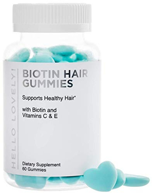 Biotin Hair Gummy Vitamins 5000 mcg  Vitamin C   E to Support Hair Growth  Premium Pectin-Based  Non-GMO  Supports Strong  Healthy Hair   Nails - Blue Berry Supplement - 60 Gummies