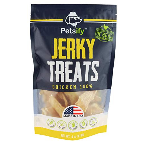 Petsify Dog Jerky Treats - Premium Chicken - Dog Treats Made in USA Only- All Natural - Healthy  No Preservatives  Grain Free - Great for Training!