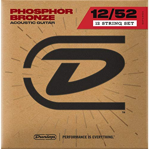 Dunlop DAP1252J Acoustic Phosphor Bronze Guitar Strings  Medium 12-String  -012--012-052--030  12 Strings-Set