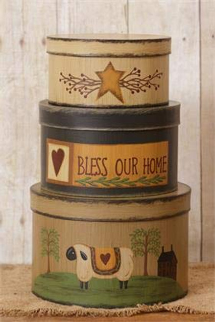 Your Heart's Delight Round Nesting Boxes - Bless Our Home 12-1/2 by 7-1/2 Your Heart's Delight Round Nesting Boxes - Bless Our Home 12-1/2 by 7-1/2
