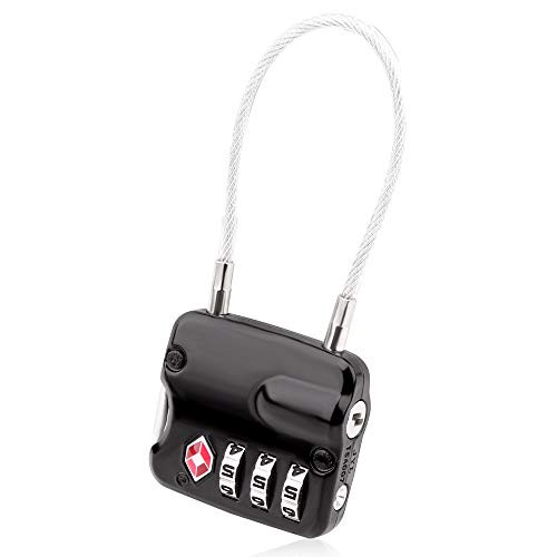 SHOWKOO TSA Approved Luggage Locks Travel Lock Re-settable Combination with Alloy Body Small Lightweight Cable Locks Black SHOWKOO TSA Approved Luggage Locks Travel Lock Re-settable Combination with Alloy Body Small Lightweight Cable Locks Black