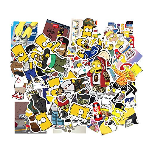 LAIK Cartoon Sticker Pack 50Pcs The Simpson Waterproof Vinyl Stickers for Water Bottles Laptop Kids Cars Motorcycle Bicycle Skateboard Luggage Bumper Stickers Hippie Decals Bomb Simpson
