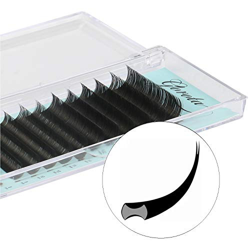 Ellipse FLAT Eyelash Extensions 10mm C Curl 0-2mm thickness Individual Mink Softer Ellipse Lash extension Split Tips Ligher Volume Looking Matte Flat Eyelash Extensions Supplies 0-2-C  10mm