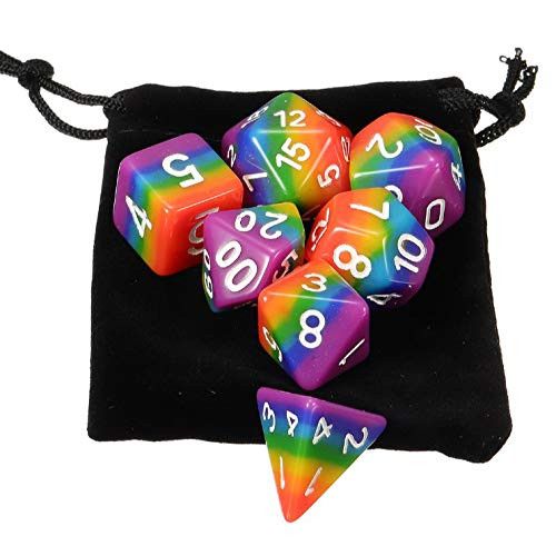 Rainbow Dice Polyhedral DND D D Resin Dice Sets for Dungeons and Dragons Role Playing Game with Bag