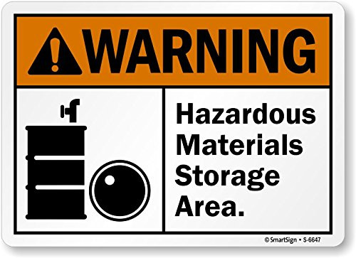 SmartSign Warning - Hazardous Materials Storage Area Label   10  x 14  Laminated Vinyl