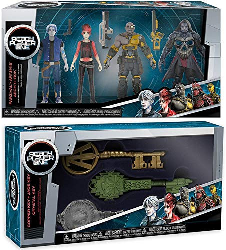 Level Up Key Figure Set Jade Crystal Copper Player Ready One 3 Pack + Parzival, Aech, Art3mis, i-R0k Action Figures Collectible Set Kingdom Keys Collection