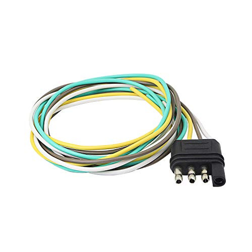 Gelrhonr 4 pin Trailer Wiring Harness Extension Cable 36in 4-Way Flat Male Plug Trailer Light Harness Adapter for Utility Boat Trailer Lights Kits Cable