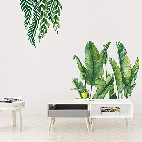 Tropical Leaves Wall Decals Fresh Green Plants Wall Stickers  Natural Monstera Palms Tree Leaf and Hanging Tree Vine Wall Posters  Removable Vinyl Wall Murals for Bedroom