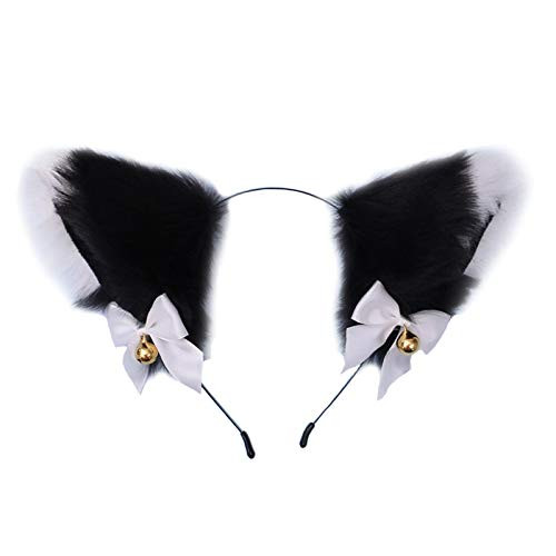 Fxaelian Animal Anime Faux Fur Fox Wolf Cat Dog Ears Headband with Bells Halloween Cosplay Costume Party Hairband Headwear Headpiece Hair Accessories for Women Girls Adult Kids Bells Black White Fxaelian Animal Anime Faux Fur Fox Wolf Cat Dog Ears Headband with Bells Halloween Cosplay Costume Party Hairband Headwear Headpiece Hair Accessories for Women Girls Adult Kids Bells Black White