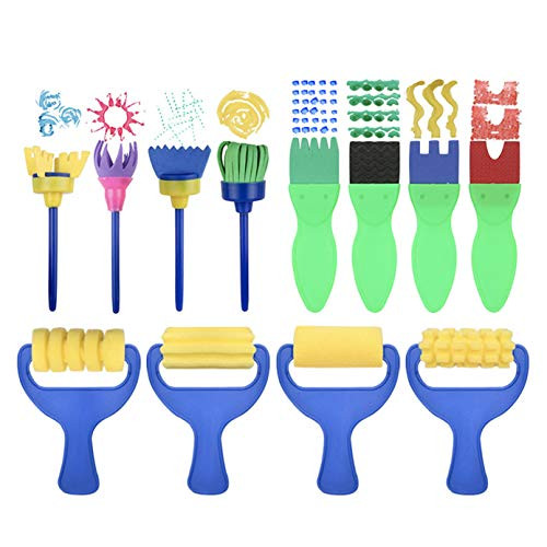 Fineder Kids Paint Brushes Set 12 Pack Washable Sponge Painting Brushes Early Learning Sponge Painting Tools Arts Craft for Toddlers and Kids Fineder Kids Paint Brushes Set 12 Pack Washable Sponge Painting Brushes Early Learning Sponge Painting Tools Arts Craft for Toddlers and Kids