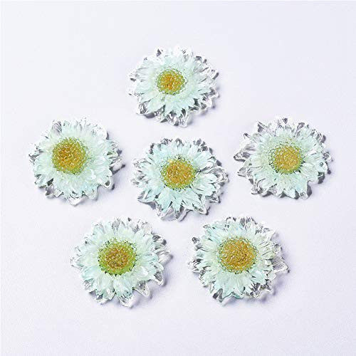 Airssory 10 Pcs Flatback Daisy Flower Slime Charms Resin Cabochons Flat Back for Craft Making Ornament Scrapbooking DIY Crafts - 34-5x7mm