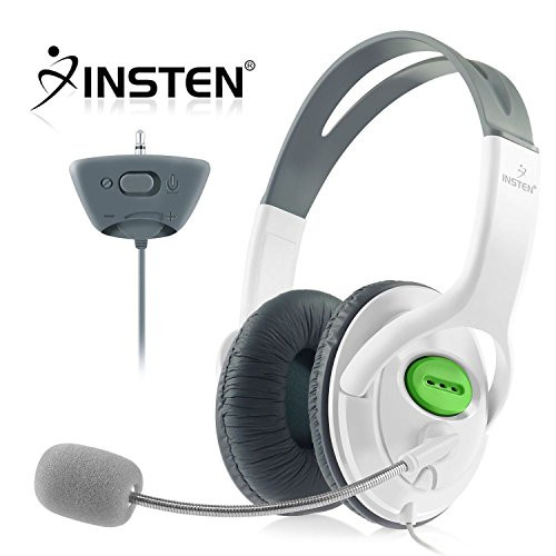 Insten Headset Headphone with Mic Compatible with Xbox 360 Wireless Controller, White