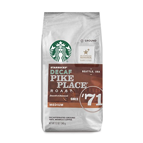 Starbucks Decaf Pike Place Roast Medium Roast Ground Coffee, 12-Ounce Bag