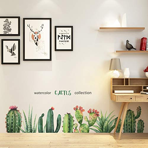 Dosminer Cactuses Wall Decals  Vibrant Cactus Wall Stickers Cacti Flowers Wall Posters Green Plants Art Murals  Vinyl Wall Decor for Bedroom Nursery Office