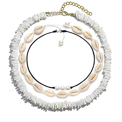 VOGUEKNOCK Shell Choker Necklace Mixed 3 Strands Puka Chip Shell Necklace Hawaii Beach Cowrie Seashell Necklace Pearl Choker Necklace Jewelry for Women Men 3 Strands Choker Set VOGUEKNOCK Shell Choker Necklace Mixed 3 Strands Puka Chip Shell Necklace Hawaii Beach Cowrie Seashell Necklace Pearl Choker Necklace Jewelry for Women Men 3 Strands Choker Set