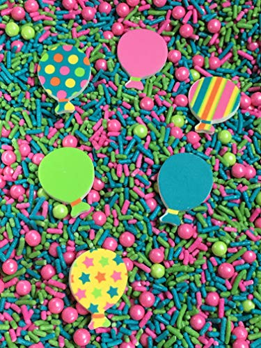 Edible Balloons Up Up and Away Cake Decoration Confetti Sprinkles Cake Cookie Cupcake IceCream Donut Jimmies Quins - 6oz
