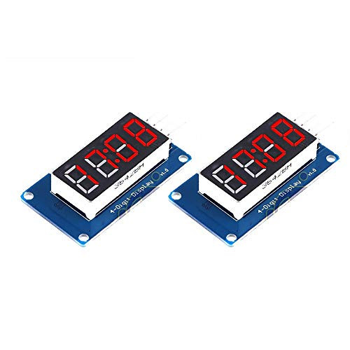 DEVMO 2PCS TM1637 4 Bits Digital Tube LED Display Module with Clock Display TM1637 Relay Board Compatible with Arduino